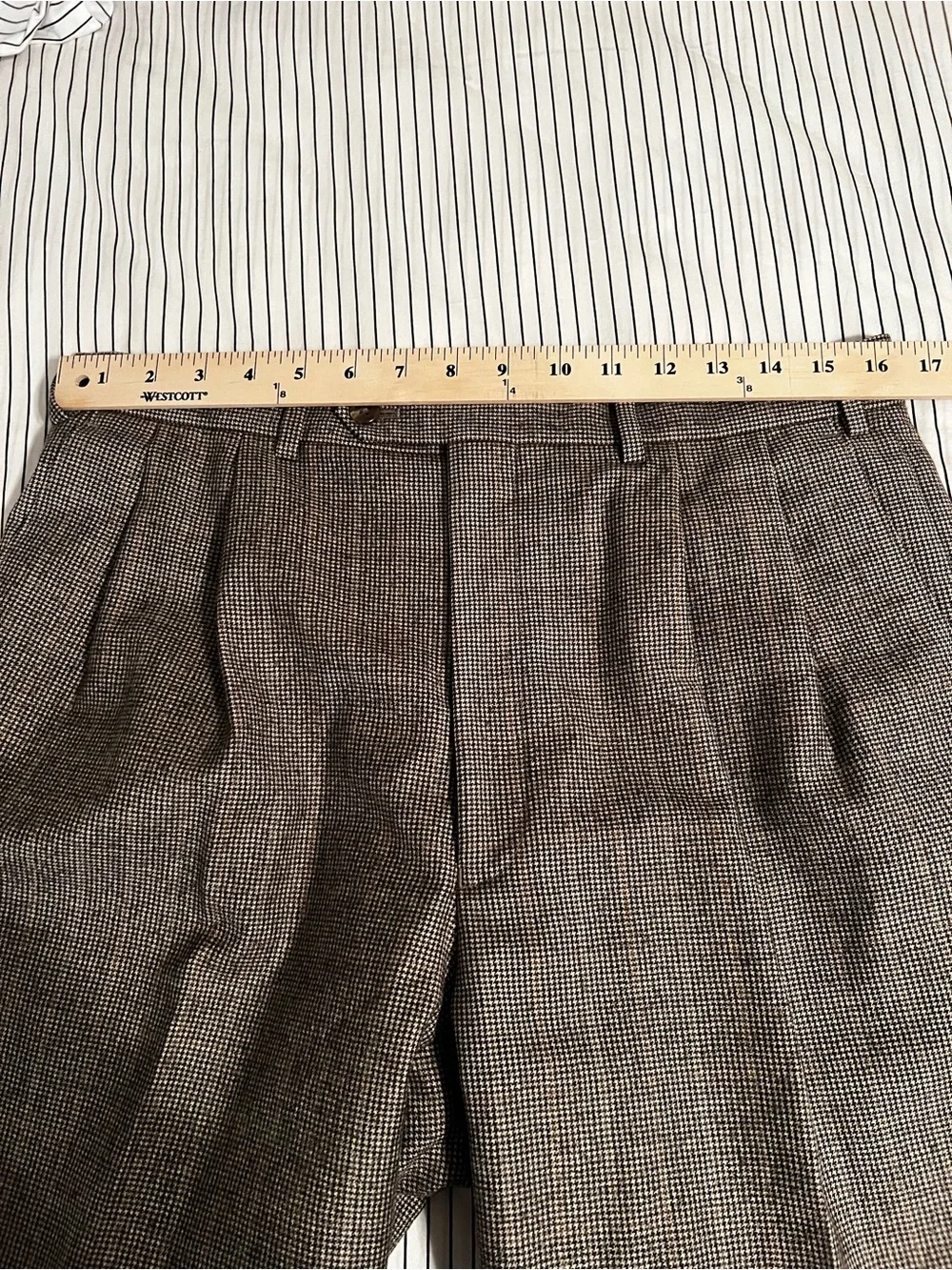 Lauren Ralph Lauren 100% Wool Houndstooth Pleated Dress Pants 36x32
